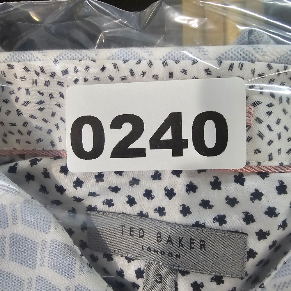 Ted Baker London Mens Geometric Print Button Down Shirt Blue White Size 3 - Picture 11 of 11